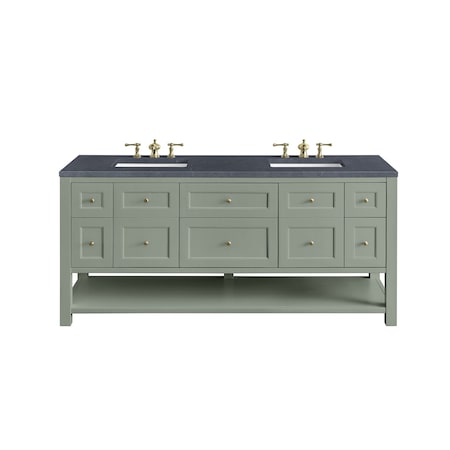 James Martin Vanities Breckenridge 72in Double Vanity, Smokey Celadon w/ 3 CM Charcoal Soapstone Top 330-V72-SC-3CSP